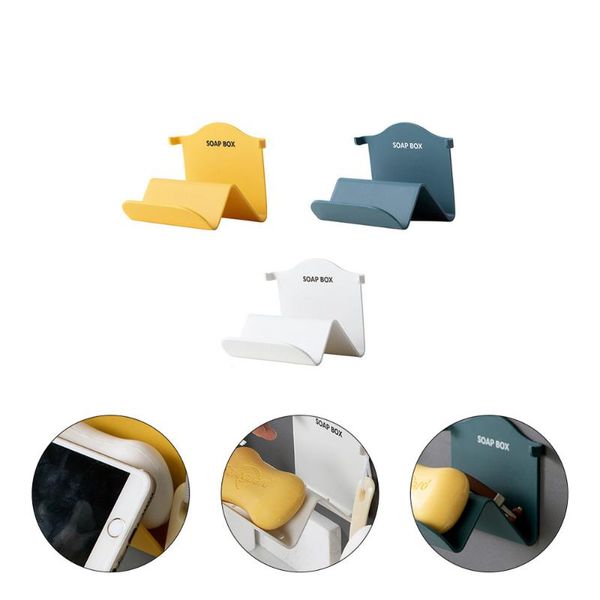 

soap dishes 3pcs wall-mounted boxes w streamlined double slot stand