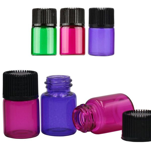 50 Stück 1 ml bunte Glas-Parfüm-Flüssigkeitsflaschen, kleine Fläschchen mit ätherischen Ölen, Mini-Probenbehälter