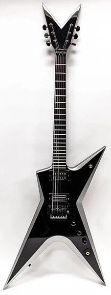 

burn dim stealth dimbag darrell black metallic silver electric guitar floyd rose tremolo bridge, blackhardware, grover tuners
