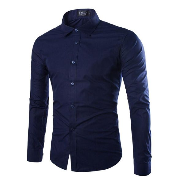 

men's dress shirts 2021 fashion casual business solid color shirt slim long sleeve lapel, White;black