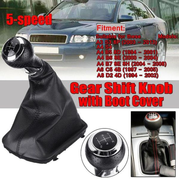 

shift knob black gear 5/6 speed leather boot cover direct replacement protector