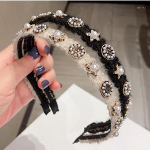 

brand style shiny crystals pearls head band ladies elegant headdress weaving wool tiny hairband women hair accessories headband1