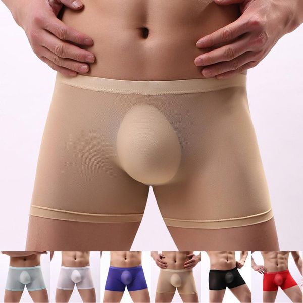 

underpants men's boxers fashion mesh transparent breathable one-piece briefs underwear see through comfy bottom shorts pants lingerie, Black;white