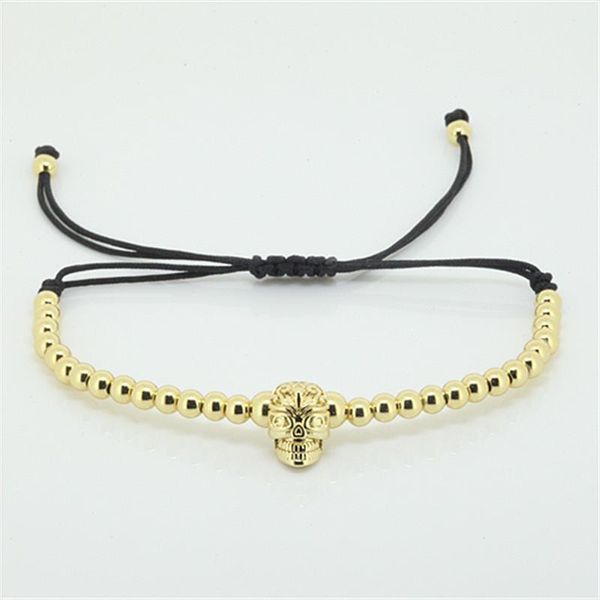 

charm bracelets 1pc trendy mens macrame micro pave cz skull bracelet briading anil arjandas, Golden;silver
