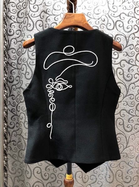 

vests vest spring basic women v-neck appliques embroidery single breasted sleeveless coats jacket ladies, Black;white