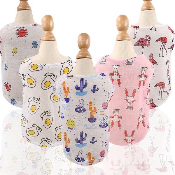 

dog apparel summer vest sun protection eggs print breatable pet clothes puppy kitten cat costume for small york teddy