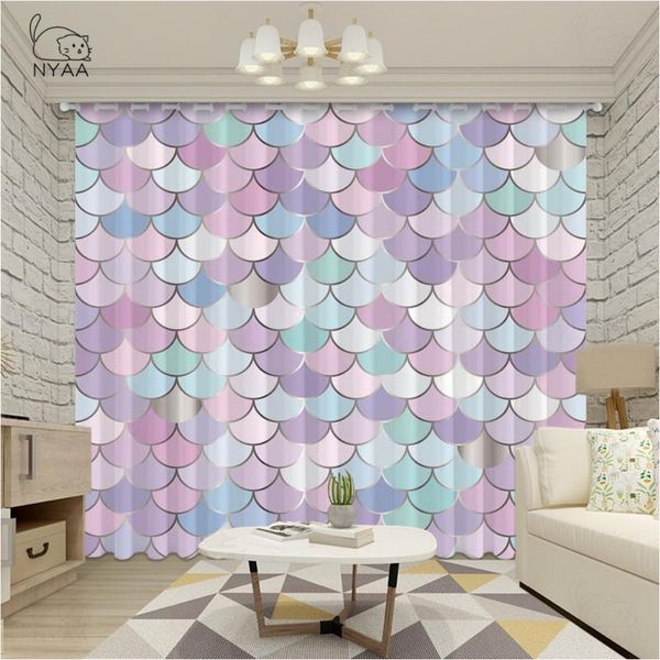 

curtain & drapes rainbow color blackout for living room girl's bedroom pink princess window ultra-thin light shading