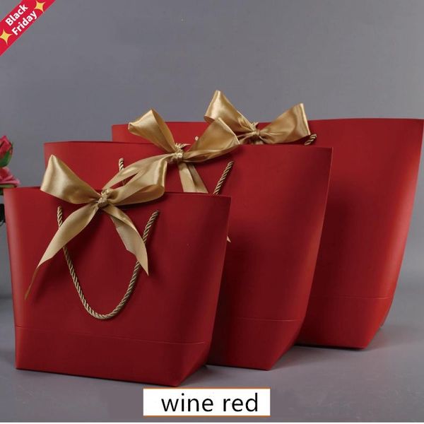 

large size gift box packaging gold handle paper bags kraft with handles wedding baby shower birthday party favor wrap