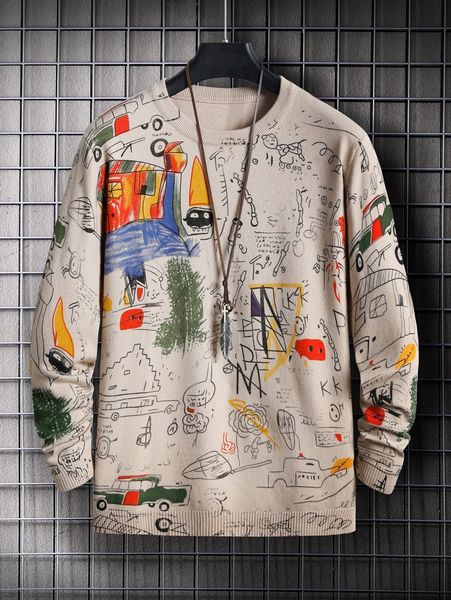 

men graffiti print sweater a4wv#, White;black