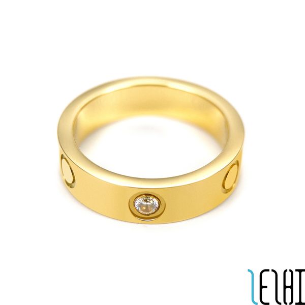 

classic charm eternal love wed couple rings titanium steel diamond 18k gold plating girlfriend wedding ring fashion engagement jewelry with, Silver