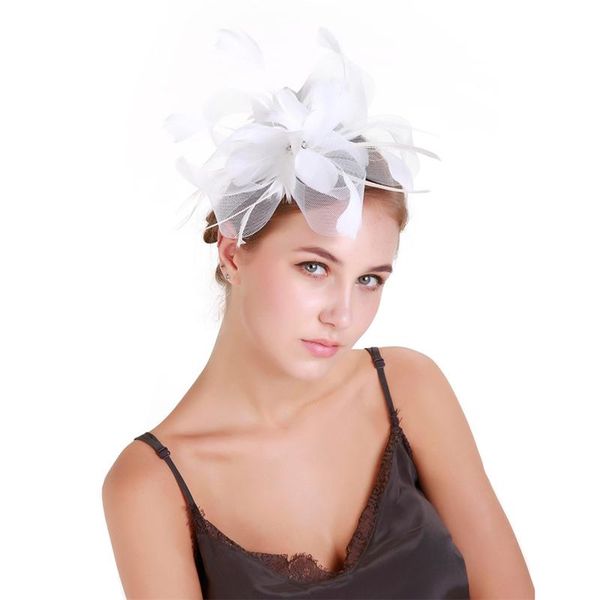 

stingy brim hats fascinators hat for women party headband wedding cocktail flower hair clip, Blue;gray