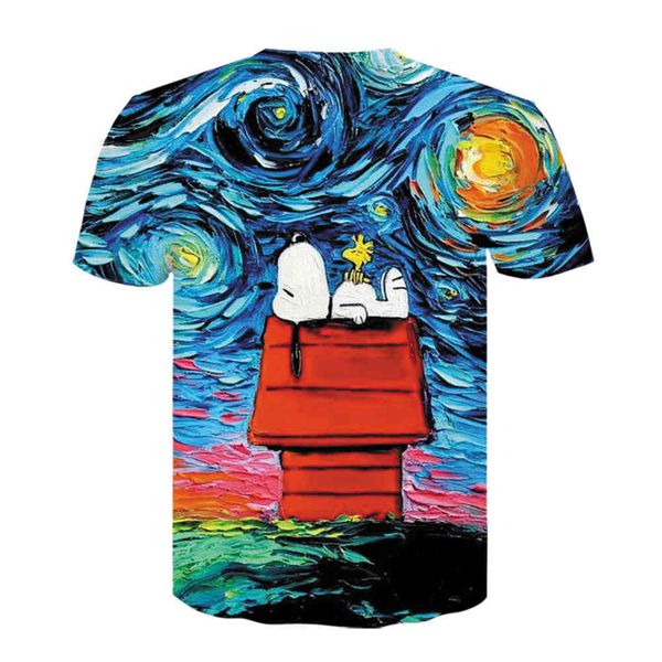 

3d summer painting cartoon snoopy pattern colorful oil digital printed men 's fashion funny cute leisure short, White;black