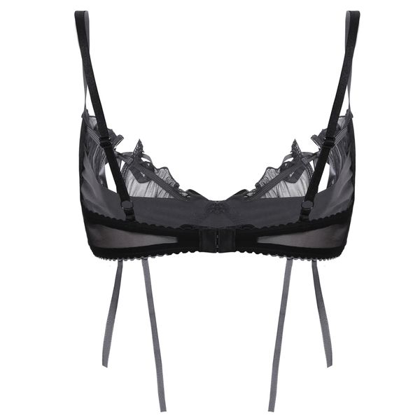 

womens latex bra spaghetti straps split nipples open cups bralette wet look unlined leather bustier vest femme lingerie, Black;white