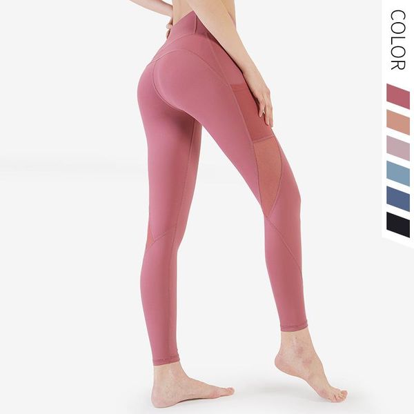 

yoga outfit mesh women sport leggings phone pocket fitness running pants stretchy sportswear gym slim pant workout