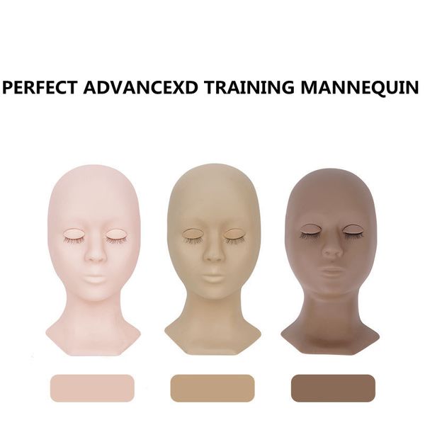 

professional training mannequin heads + 4 pairs lifelike detachable eye graft eyelashes extension makeup beauty tools 3 styles, White