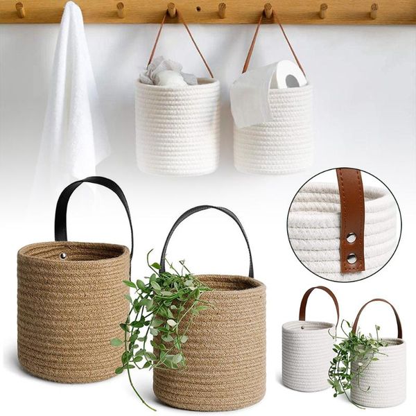 

storage basket cotton rope with strap flower clothes organizer wall hanging bags