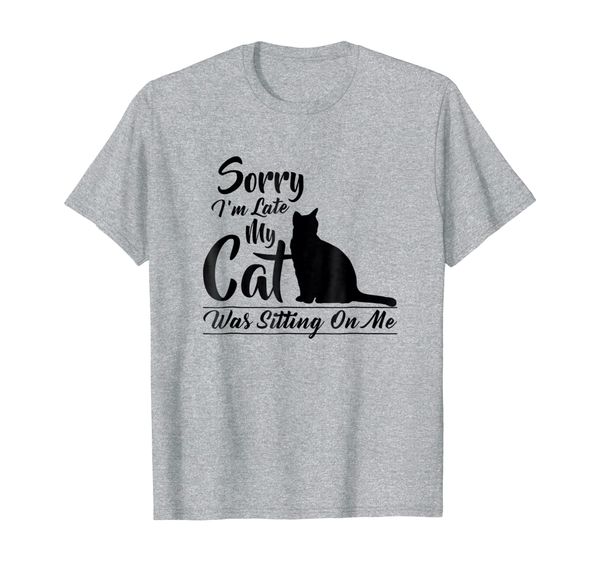 

sorry i'm late my cat was sitting on me pussycat t shirt, White;black