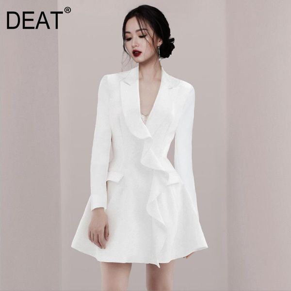 

women's suits & blazers [] 2022 blazer design ruffle slim fit temperament full sleeve notched office lady clothes ar421, White;black