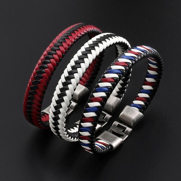 

charm bracelets 2021 fashion jewelry vintage hand woven pu leather bracelet cuff alloy for women's accessories pulseras, Golden;silver