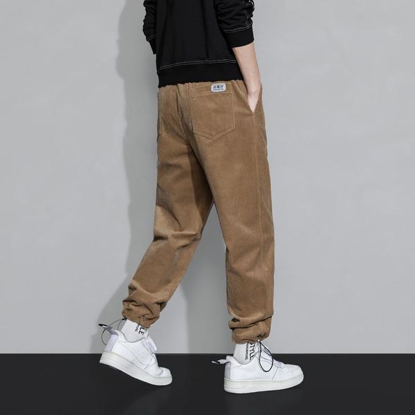 

men's suits & blazers corduroy pants spring and autumn loose-fitting solid color casual trend wild sports long, White;black