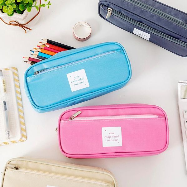 

pencil bags stationery student simple creative case multifunctional double layer large capacity waterproof