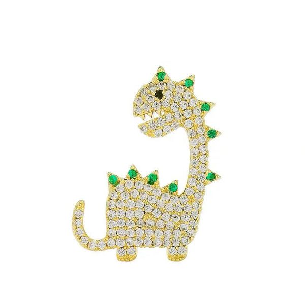 

pins, brooches full gold rhinestone animal dinosaur personality cartoon crystal brooch pin clothing accessories factory wholesale, Gray