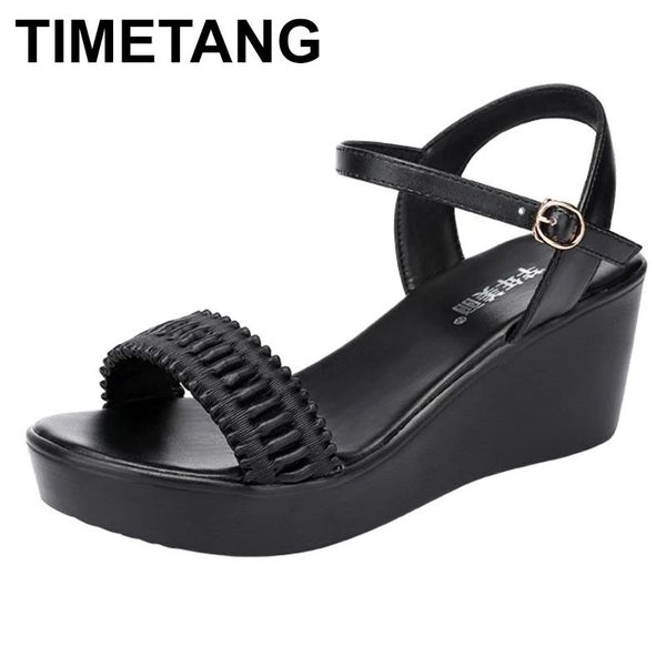 

middle heel sandals women summer platform wedges white black ladies shoes comfortable peep toe dress