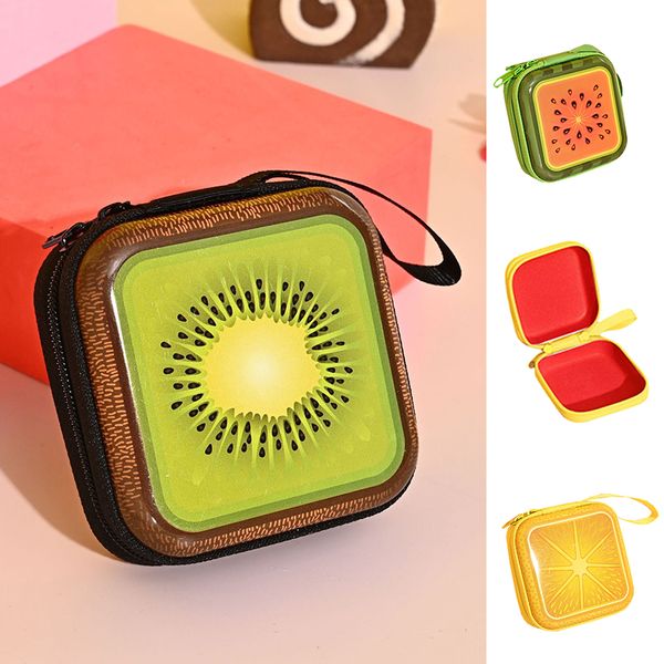 Simpatico mini portamonete in latta Portamonete con stampa di frutta a forma di cartone animato per ragazze Borsa per auricolari con cerniera quadrata portatile di nuova moda