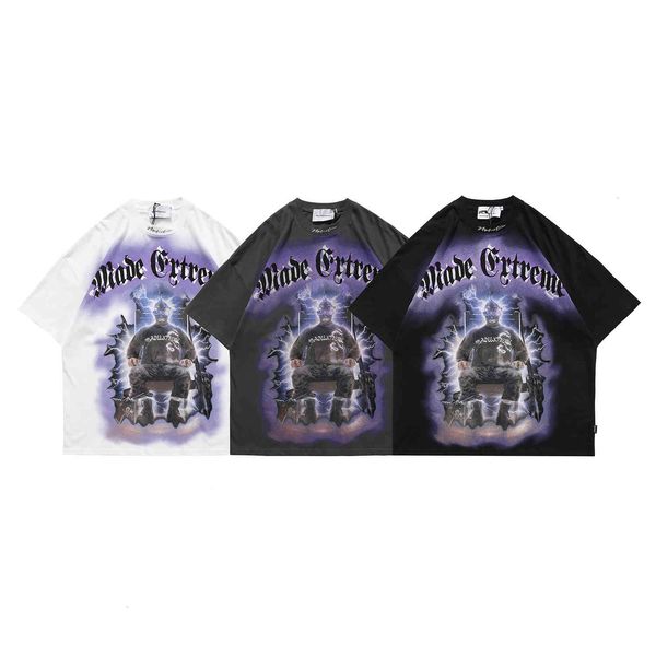 

fashion t shirt summer short sleeve men's national brand ins high street dark vibe style printing loose couple half, White;black