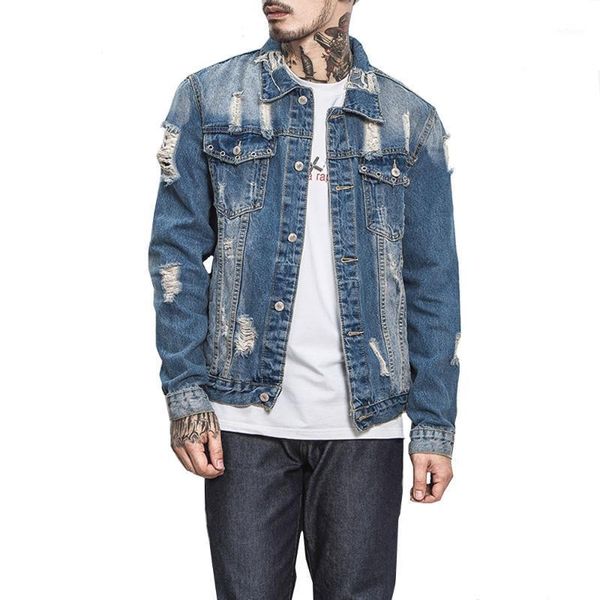

men's jackets nice autumn ripped jeans jacket men fashion slim fit long sleeve denim man casual turn down collar coat male 4xl-m blue, Black;brown