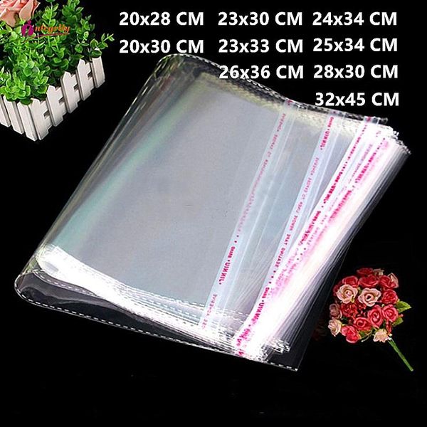 

120~250pcs various large sizes opp poly candy cookie packing resealable packaging bags clear self adhesive plastic bag gift wrap