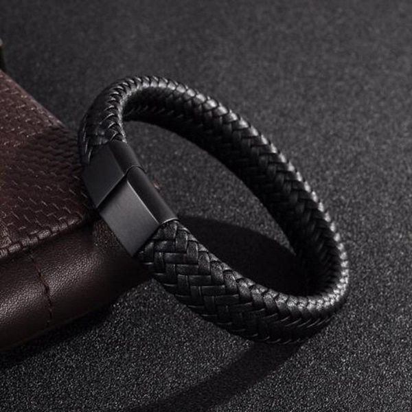 

tennis trendy charm leather braided magnetic clasp bracelets for men's simple classic casual party jewelry gift, Golden;silver