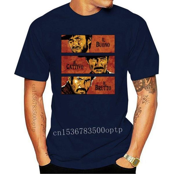 

men's t-shirts 2021 men summer o-neck the good bad ugly elint eastwood cult western movie retro vintage white custom design t shi, White;black