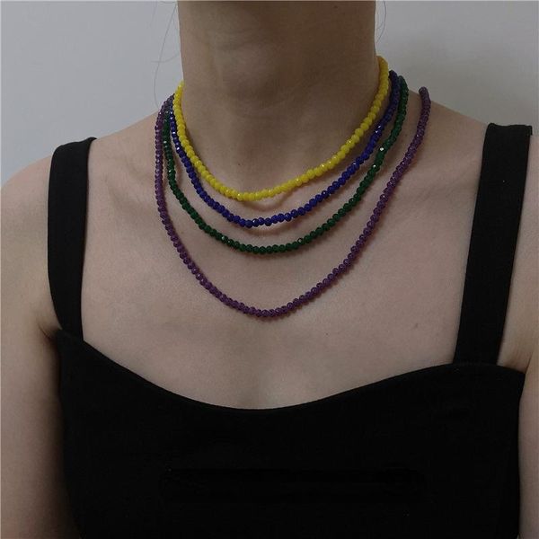 

chains fashion korean style retro color all-match crystal girl girlfriend clavicle necklace, Silver