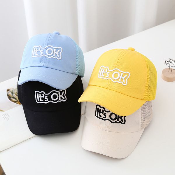 

summer mesh children's hat 1-2-3 year old baby baseball cap cute middle and small sun, Blue;gray