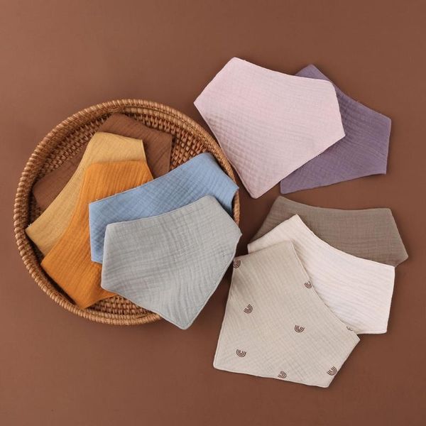 

pc baby infant cotton bibs born solid color triangle scarf feeding saliva towel bandana burp cloth boys girls shower gifts & cloths