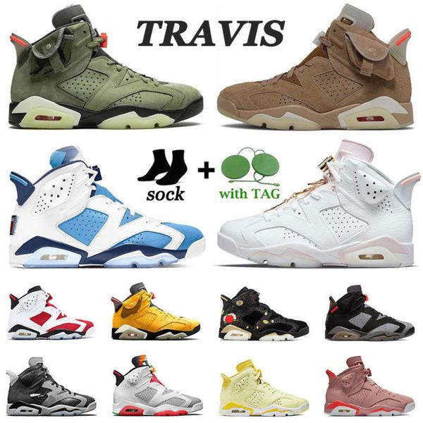 

2021 gold hoops 6s jumpman 6 unc men basketball shoes carmine british khaki travis cactus jack pink vi singles day floral hare smoke grey, Black