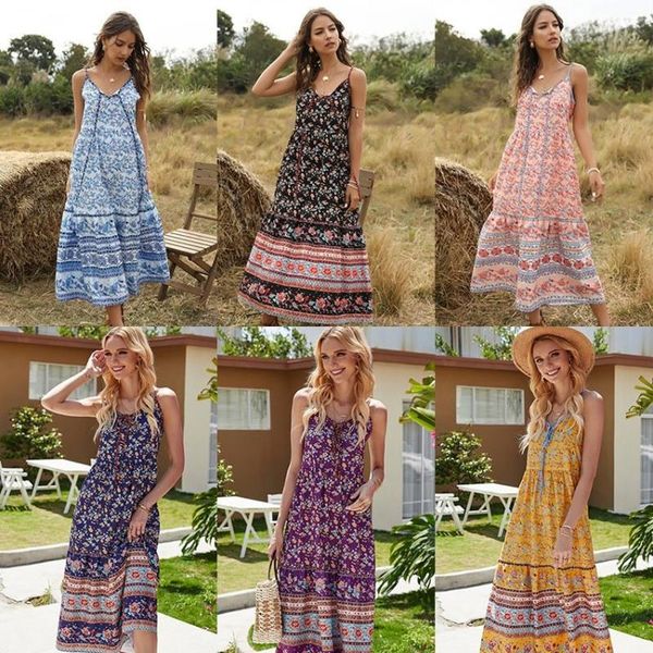 

maternity dresses spring and summer bohemian printed loose dungaree dress women's pregnant clothing, White