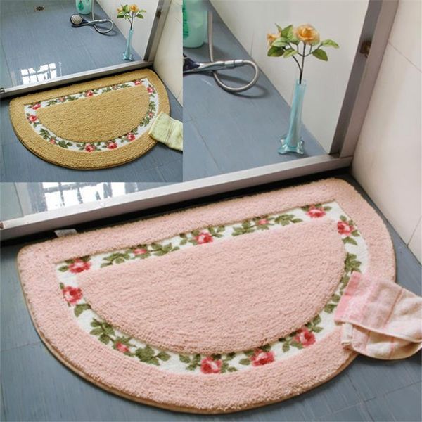 

carpets 1pcs semicircle flower design luxury bedroom mat jacquard carpet non-slip living room bath kitchen toilet door