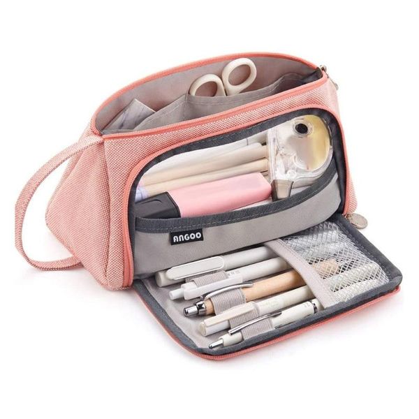 

storage bags [c-block] classic pocket pen pencil case, fold canvas stationery bag organizer for cosmetic travel student