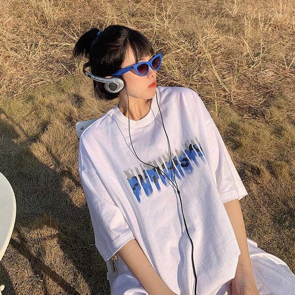 

oversized t-shirt harajuku summer fashion letter tshirt loose o-neck t-shirts with short sleeve streetwear women clothing women's, White