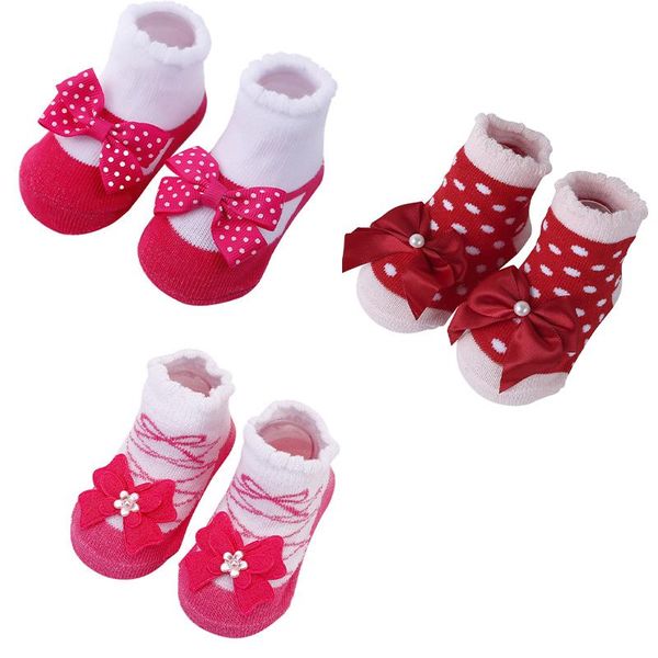 

socks sweet lace bowknot baby princess autumn winter warm infant toddler ruffle soft cute dot born girl floor, Pink;yellow