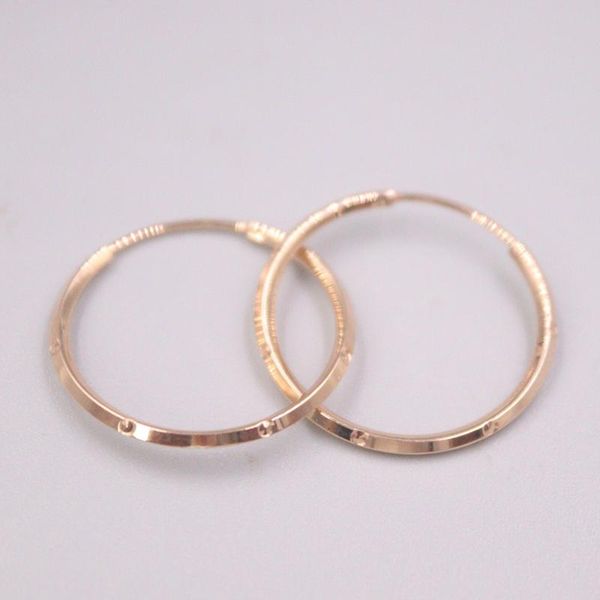

hoop & huggie real pure 18k rose gold earrings faceted carved men woman lucky gift 1.6g, Golden;silver