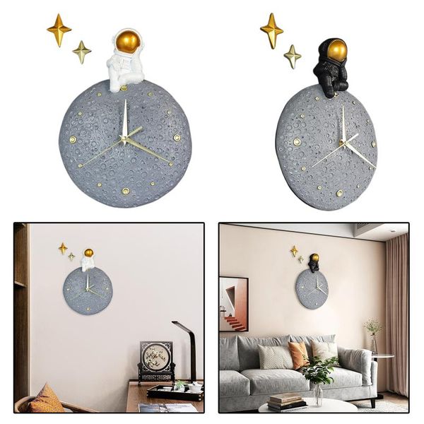 

wall clocks astronaut clock silent non ticking battery operated decorative for living room home kitchen office school classroom