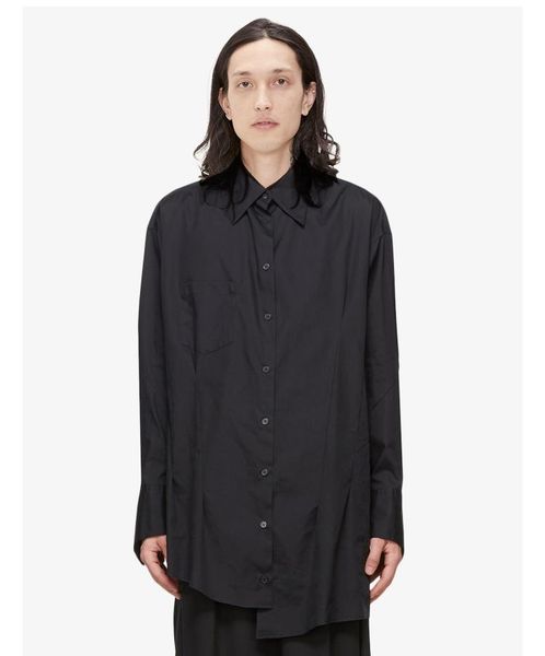 

irregular loose big shirt male japanese deconstructed silhouette plain niche designer long men's casual shirts, White;black