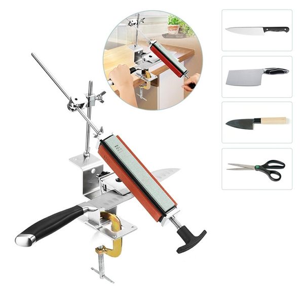 Professionelle Küchenmesser-Schärfer-System mit 4pcs Whetstones + Aluminiumlegierung + G Clip-Messerschärfer-Werkzeugsatz 210615