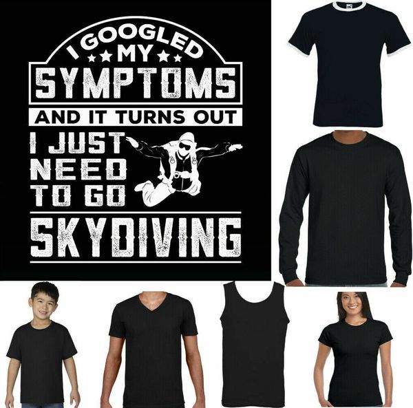 

skydiving t-shirt mens funny way skydive fall symptoms 1 2 3 4, White;black