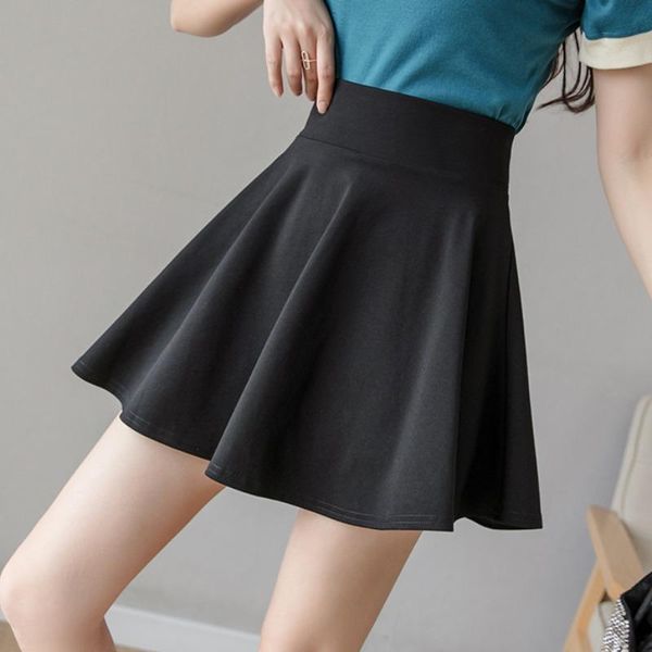 

elastic waist skirt in summer 2021 skirts, Black