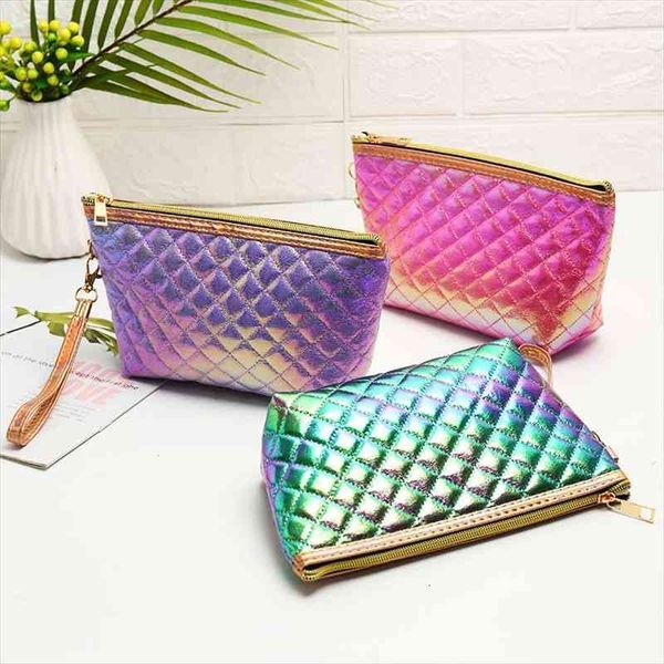 

high capacity mermaid laser cosmetic bags shell women men travel wash storage organizer makeup case toiletry kit