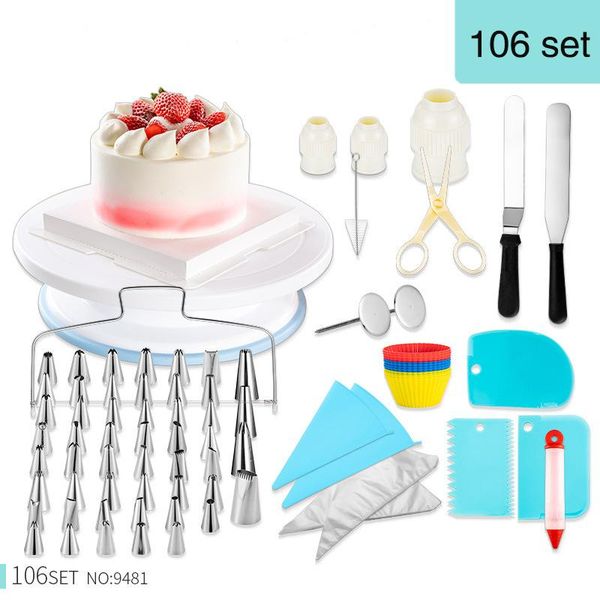 

baking & pastry tools cake turntable rotating anti-skid round stand decorating rotary table kitchen diy pan [106set]